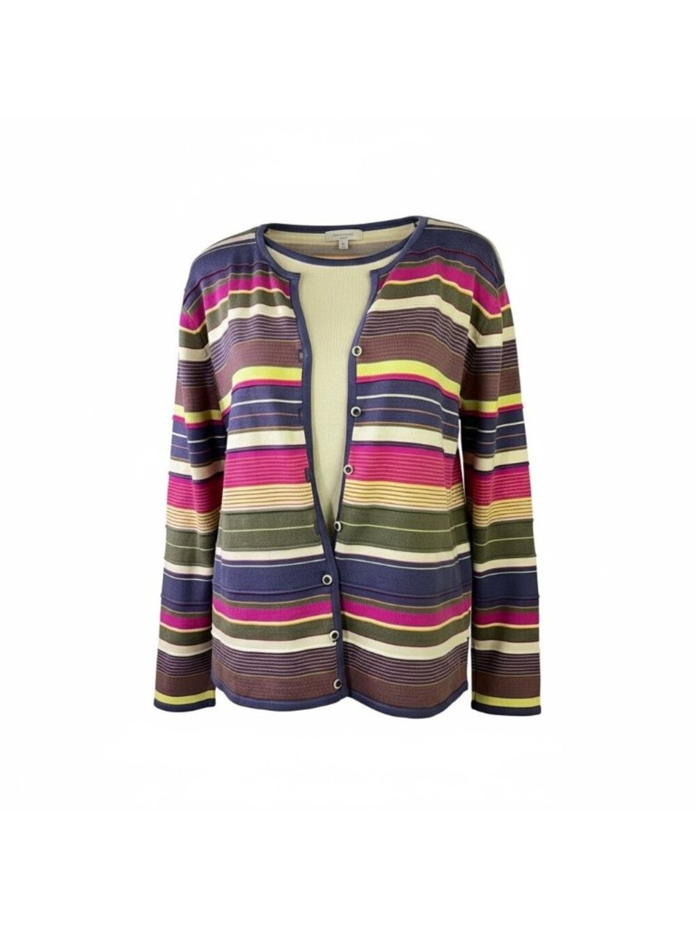 Koret Multicolor Mardi Gras Striped Button Front Cardigan with attached Top